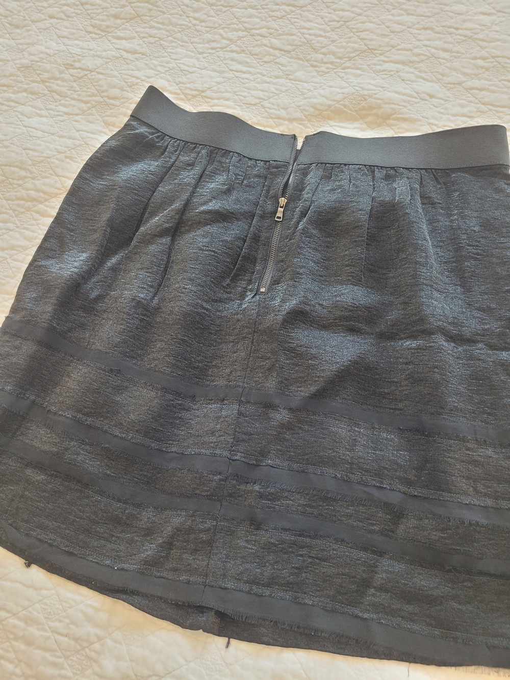 Classic Black Shiny Gauze Tiered Y2K Skirt XPL Ann Taylor Loft - Picture 12 of 12
